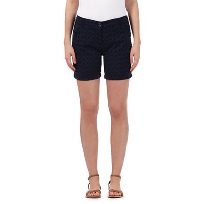 The Collection Navy floral schiffly lace shorts